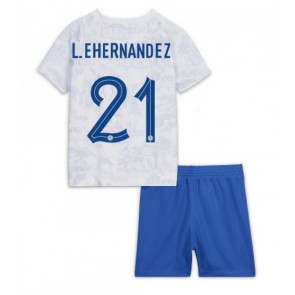 Frankrike Lucas Hernandez #21 babykläder Bortatröja barn VM 2022 Korta ärmar (+ Korta byxor)